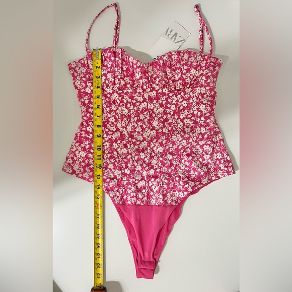 Zara Pink Floral Corset Bodysuit Size Large - Picture 13 of 15